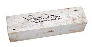 2013 Mariano Rivera Game Used and Signed Bullpen Pitching Rubber from his Last Game in Yankee Stadium (MLB Auth)